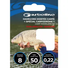   Garbolino Specjalny Carpodrome Hak z przyponem nylonowym 0,20mm 50cm rozmiar 10, bezzadziorny monofilamentowy zestaw 10 szt.