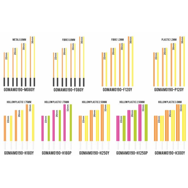 Zestaw anten z pustego plastiku Garbolino Flotteurs Competition Series SP 3,00mm 6szt - Pomarańczowe i Żółte w 3 rozmiarach
