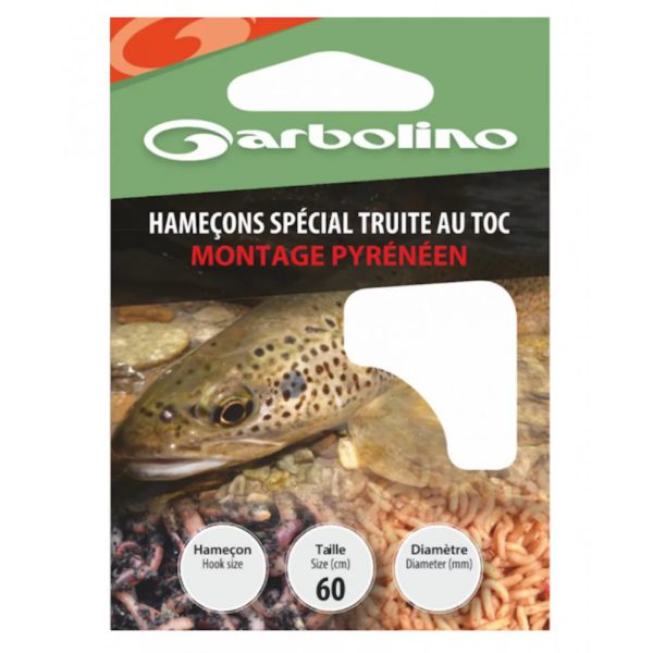Garbolino Special Trout Hooks / Pyrenean Rig 16 haczyków z łopatką, zadziorowych, z żyłki monofilowej, wiązanych 10szt.