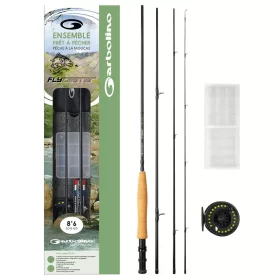  FLY COMBO 86 - #4/5 - ROD + REEL + FLY LINE + BOX + 6 FLIES + CONICAL RIG + LINE CUTTER + NYLON SPOOL Wędka muchowa