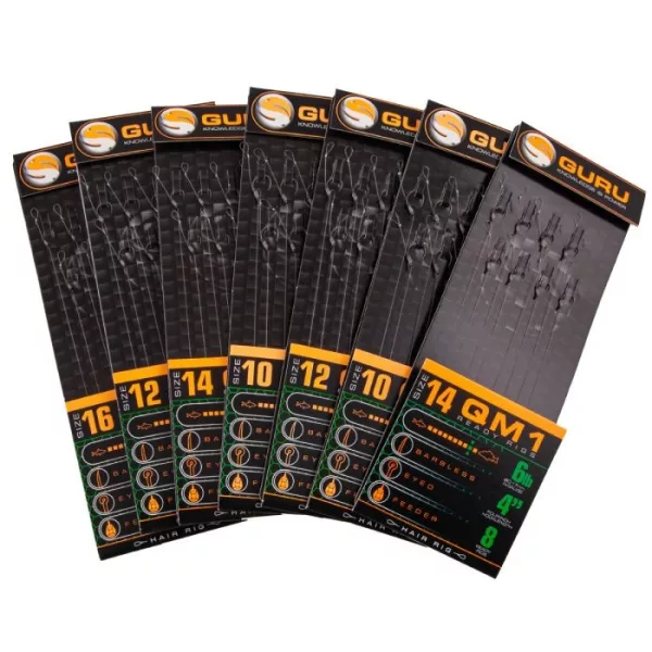 GURU QM1 STANDARD HAIR READY RIGS 4 Size zawiązany haczyk QM1 (10 - 0.22MM)