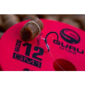  Guru QM1 Bait Bands 12 Z oczkiem, Bezzadziorowy Wiązany Hak Monofilowy 8 szt.