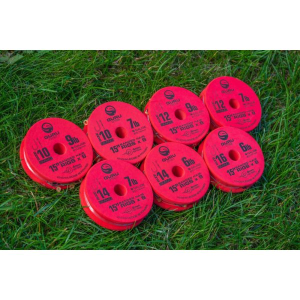 Guru QM1 Bait Bands 12 Z oczkiem, Bezzadziorowy Wiązany Hak Monofilowy 8 szt.