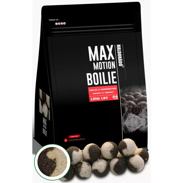 Haldorádó Max Motion Boilie Długotrwała Kokos-Orzech tygrysi 800gr 24mm kulka proteinowa