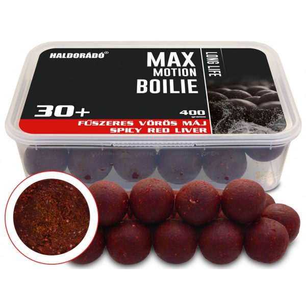 Haldorádó Max Motion Boilie Długotrwałe Pikantna Czerwona Wątroba 400gr 30mm Kulki proteinowe