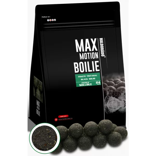 Haldorádó Max Motion Boilie Premium Rozpuszczalna Czarna Kałamarnica 800gr 24mm kulka proteinowa