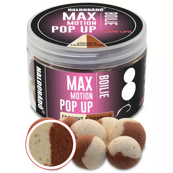 Haldorádó Max Motion Boilie Pop Up Kokos-Orzech Tygrysi 50gr 16-20mm Kulki proteinowe