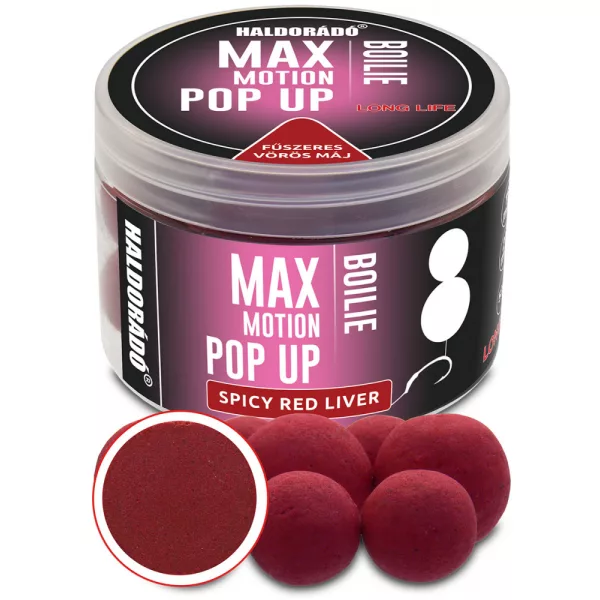 Haldorádó Max Motion Boilie Pop Up Pikantna Czerwona Wątroba 50gr 16-20mm Kulki proteinowe