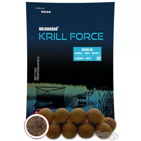 Haldorádó Krill Force Boilie Long Life 30mm Krill Hot Spicy Kulki proteinowe do zanęcania 700gr