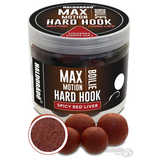 Haldorádó Max Motion Boilie Hard Hook Wafter 16, 20mm Pikantna Czerwona Wątroba Kulka Proteinowa Haczykowa 100gr