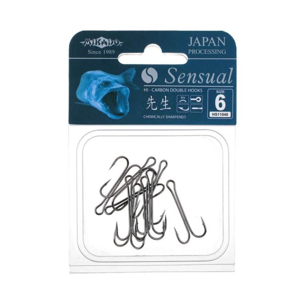 Mikado Sensual Double 2/0 Haczyk na drapieżniki z oczkiem i brodą, podwójny 6szt.