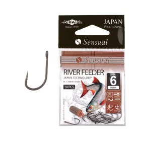   Mikado River Feeder 4 z oczkiem, z zadziorem Hak karpiowy 10 szt.