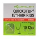 Korum 38cm Big Fish Hair Rigs W/Quickstops Rozmiar 12 Haczyk monofilamentowy z oczkiem i zadziorem
