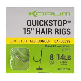   Korum Grappler Hair Rigs 38cm 14 Bez zadziora Z oczkiem Monofilamentowa Przypon haczykowy