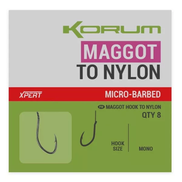 Korum Xpert Maggot Hooks To Nylon Monofil Wiązany Haczyk z Zadziorem 16