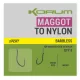 Korum Xpert Maggot Hooks To Nylon Monofilowy, Wstępnie Zawiązany Haczyk Bez Zadziora 14