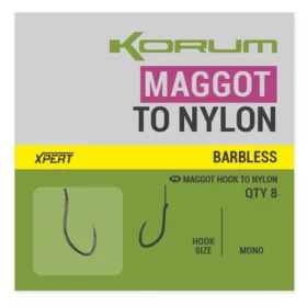   Korum Xpert Maggot Hooks To Nylon Monofilowy, Wstępnie Zawiązany Haczyk Bez Zadziora 16