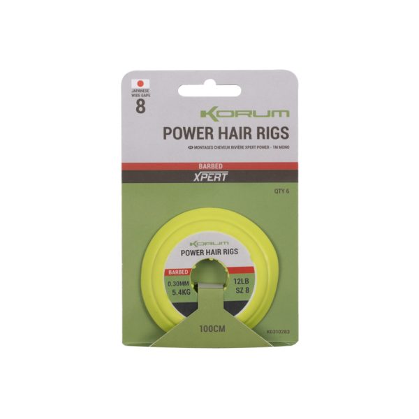 Korum Power Hair Rigs 12 BD Uchate, z zadziorem, gotowy przypon haczykowy 6 szt.