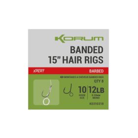   Korum Banded Hair Rigs 14 Barbed Z zadziorem, uchate, monofilowy gotowy przypon haczykowy 8 szt.