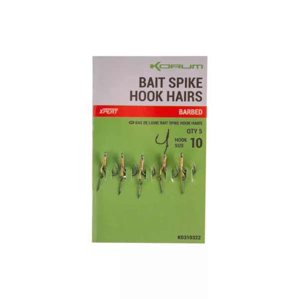 Korum Bait Spike Hook Hairs Barbed 10 Uchate, z zadziorem hak z kolcem na przynętę 5 szt.