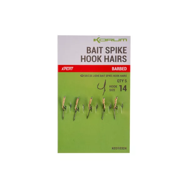 Korum Bait Spike Hook Hairs Barbed 14 Uchate, z zadziorem hak z kolcem na przynętę 5 szt.