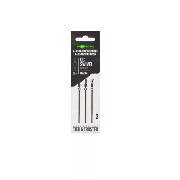 Korda Kable Leadcore Leader QC Swivel Gravel Zestaw Karpiowy 50cm 3 szt.