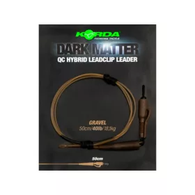   Korda Dark Matter Leader QC Hybrid Clip Gravel Przezroczysty 50cm 40lb Gotowy Zestaw Bojowy