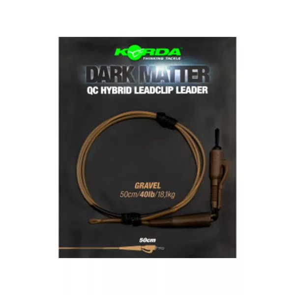 Korda Dark Matter Leader QC Hybrid Clip Gravel Przezroczysty 50cm 40lb Gotowy Zestaw Bojowy
