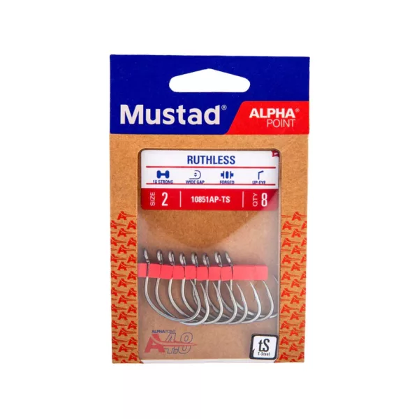 Mustad Ruthless Eyed 6/0 Haczyk z uszkiem, zadziorowy 5szt