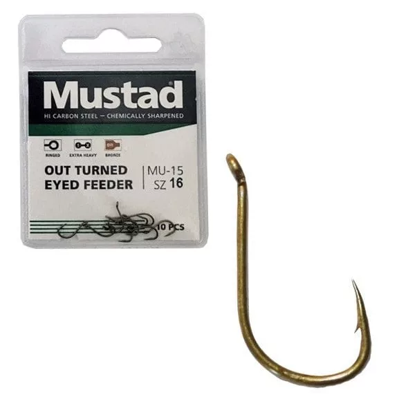 Mustad Ultra Np Out Turned Eyed Feeder 10 10db Zadziorowy haczyk karpiowy z oczkiem