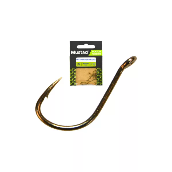 Mustad Ultra NP Out Turned Eyed Feeder 16 Z uszkiem, Haczyk z zadziorem 15szt