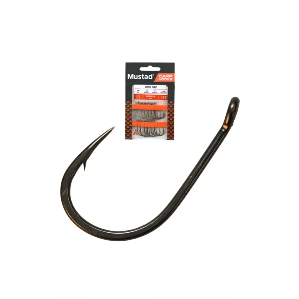 Mustad Carp Wide Gape 8 Haczyk karpiowy z oczkiem, zadziorowy 12szt