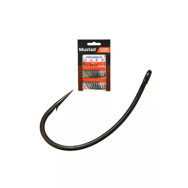 Mustad Carp Curve Shank Elite 4 Füles, Szakállas Bojlis Horog 12db