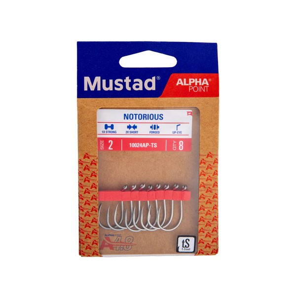 Mustad Notorious 1/0 Haczyk z oczkiem, z zadziorem 7szt