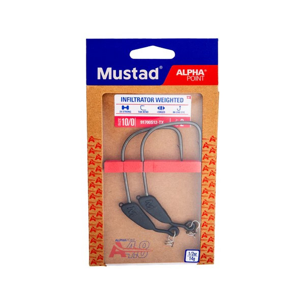 Mustad Infiltrator Weighted 3/0 3gr Ważony Haczyk Offsetowy 3szt
