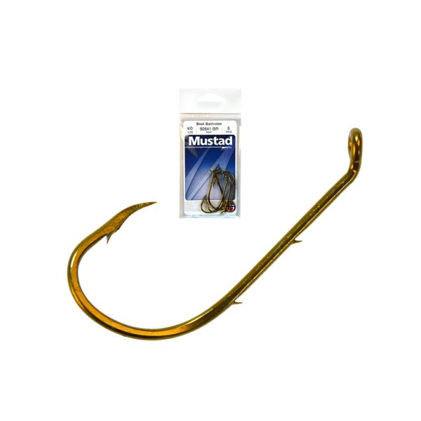 Mustad Beak Baitholder Brąz 12 z uszkiem, z zadziorem Hak na sandacza 10 szt.