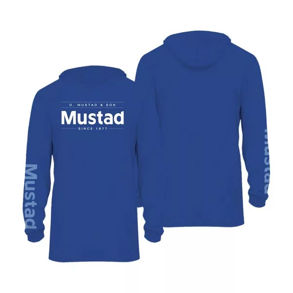 Mustad Blue Brand Longsleeve UV z kapturem L Koszulka z długim rękawem
