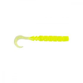   Mustad Aji Göndörfarok 6,35cm Átlátszó Chartreuse Plasztik Csali 12db