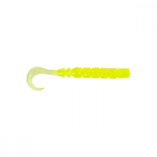 Mustad Aji Göndörfarok 6,35cm Átlátszó Chartreuse Plasztik Csali 12db
