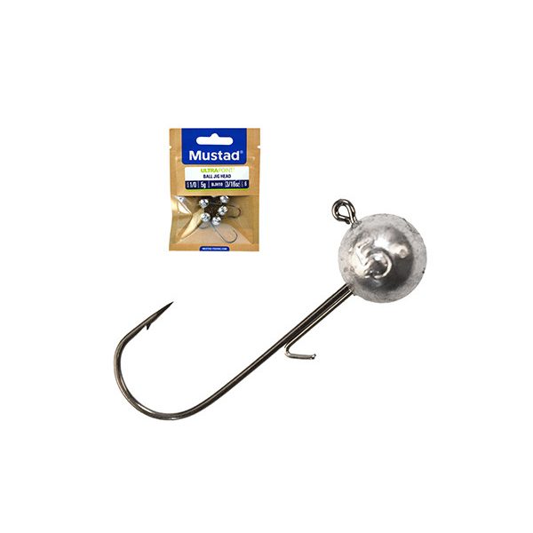 Mustad Kulista Główka Jigowa z Uchwytem i Hakiem 2/0 15gr 25 szt.