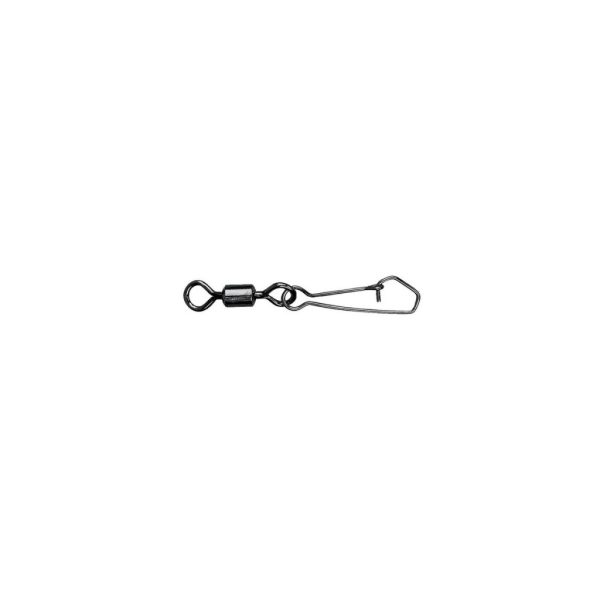 Mustad Rolling Swivel Round Eye With Hook Snap 2 Czarny Nikiel Krętlik z agrafką 10szt
