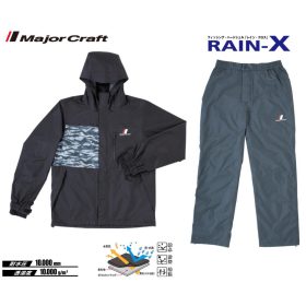   Major Craft Rain-X Czarny Dwuczęściowy Kombinezon przeciwdeszczowy L