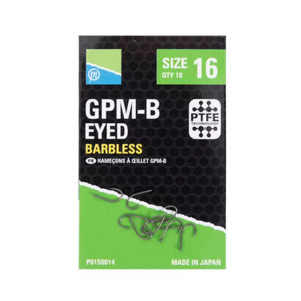 Preston GPMB Hooks 12 Z oczkiem, Bezzadziorowy Hak 10 szt.