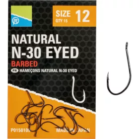 Preston Natural N-30 12 Haki z oczkiem, z zadziorem 15szt