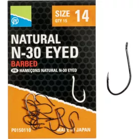 Preston Natural N-30 14 Haczyk z Uszkiem, z Zadziorem 15szt