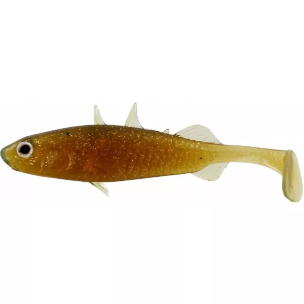 WESTIN Stanley the Stickleback Shadtail 7,5cm 4g Motoroil Gold dobozzal. Plasztik műcsali