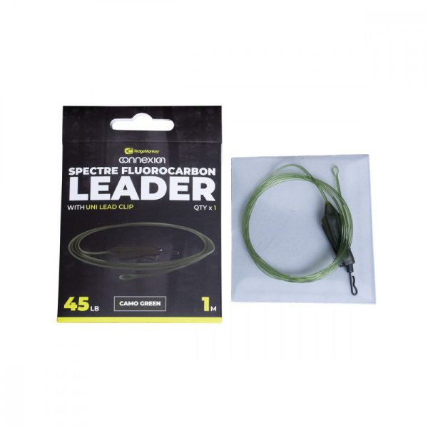 Ridgemonkey Spectre Fluorocarbon Uni Lead Clip Leader - Camo Zielony Zestaw karpiowy