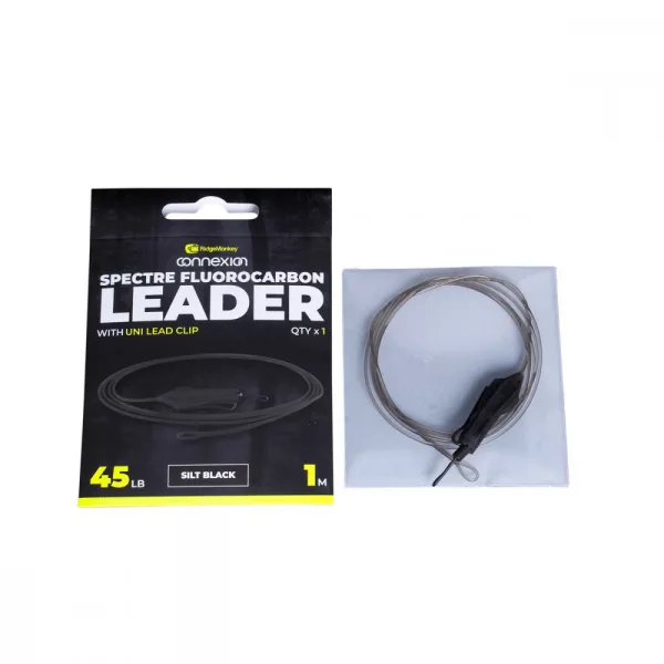 Ridgemonkey Spectre Fluorocarbon Uni Lead Clip Leader - Silt Czarny Zestaw karpiowy