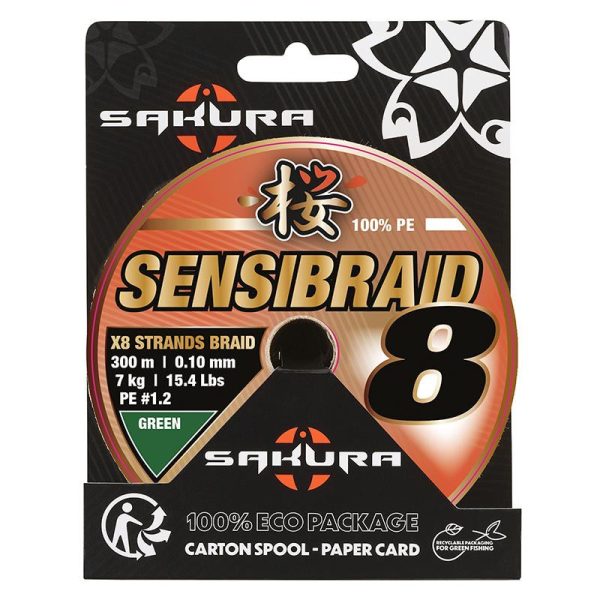 Sakura Sensibraid X8 Zielona 0,10mm 300m Plecionka główna