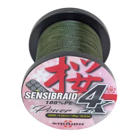   Sakura Sensibraid 4 fonott zsinór - GREEN 1000 M - 0.50 mm / 60Kg / 132Lbs